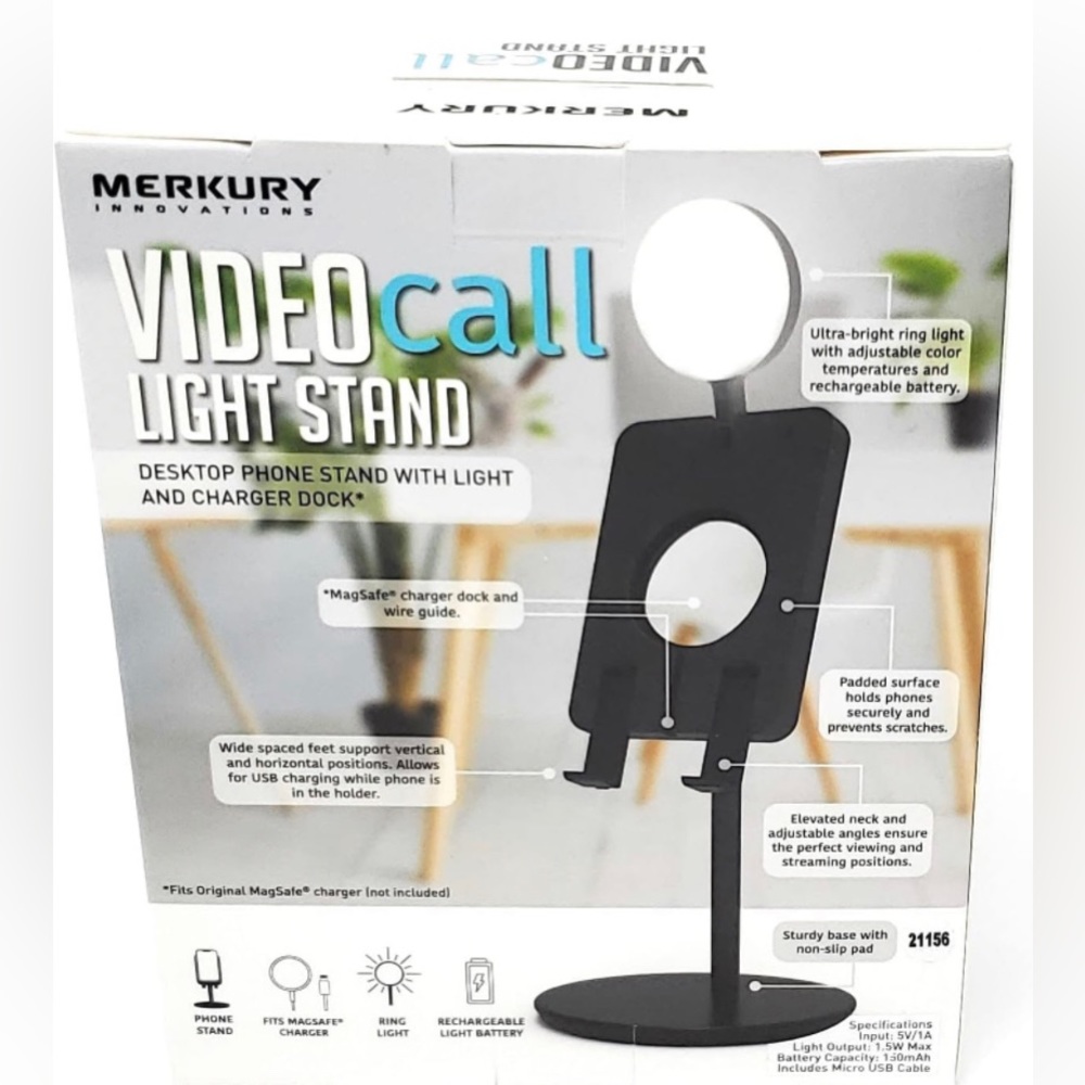 🍀New Merkury Innovations- Desktop Phone Stand with Light and Charger Dock
